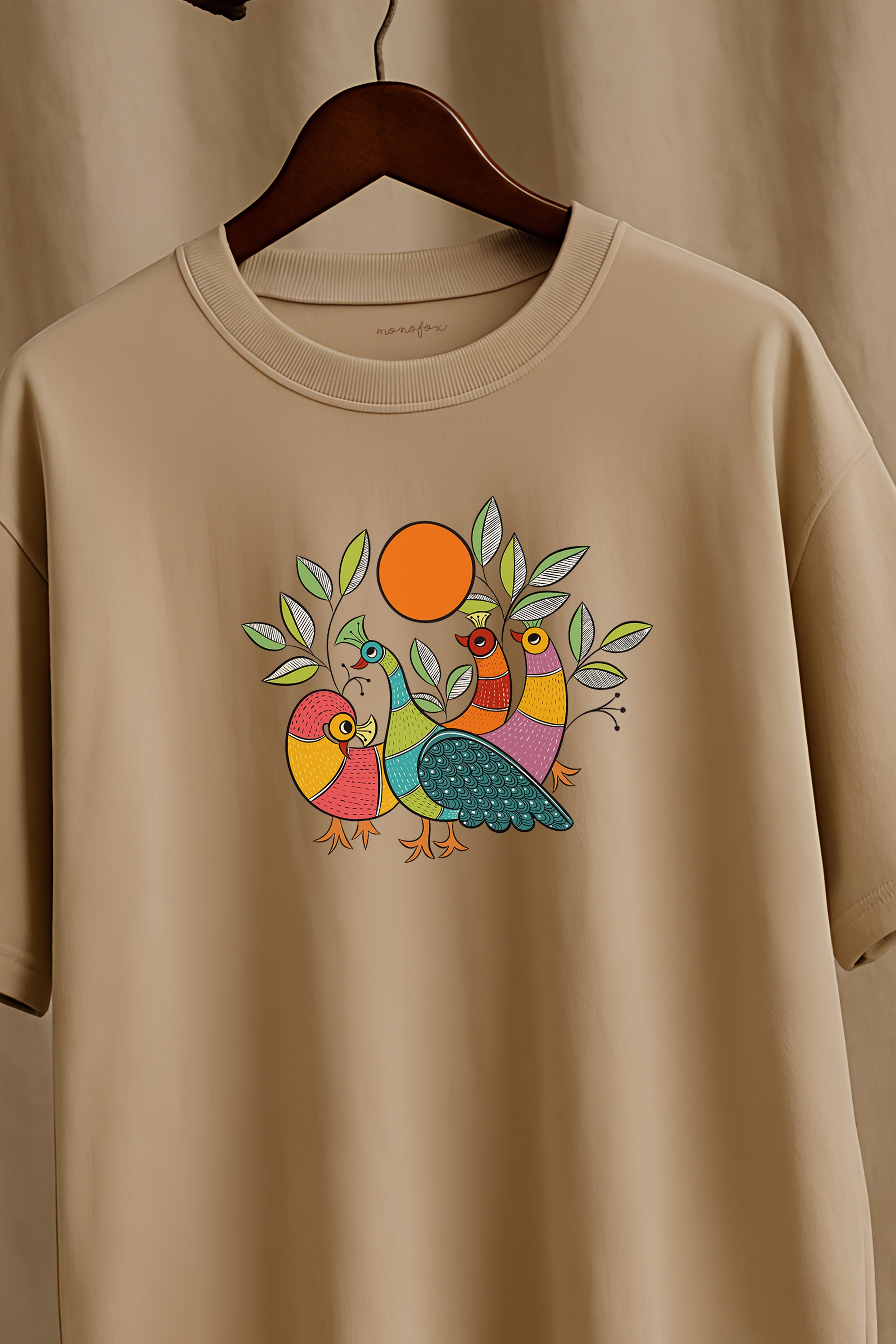 Peacocks | Gond Style - Oversized Unisex T-shirt